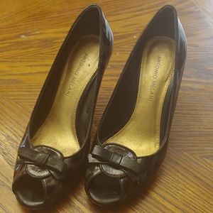 Antonio Melani black and grey peep toe shoes